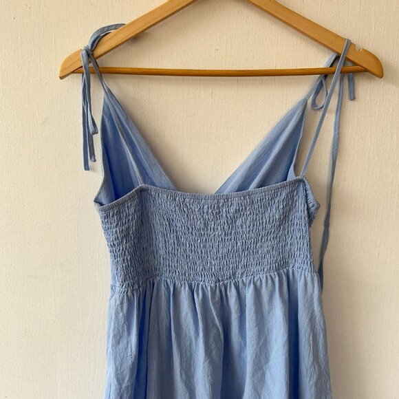 Romwe Dress Womens Large Blue Spaghetti Straps Tie Straps Cinderella V-neck - Picture 6 of 7